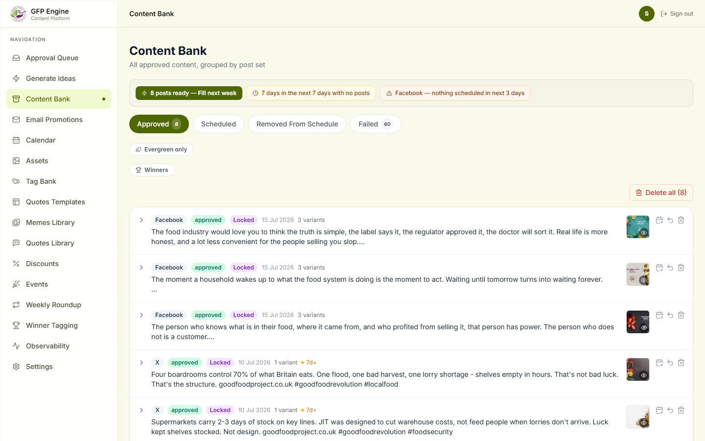 Good Food Project content bank